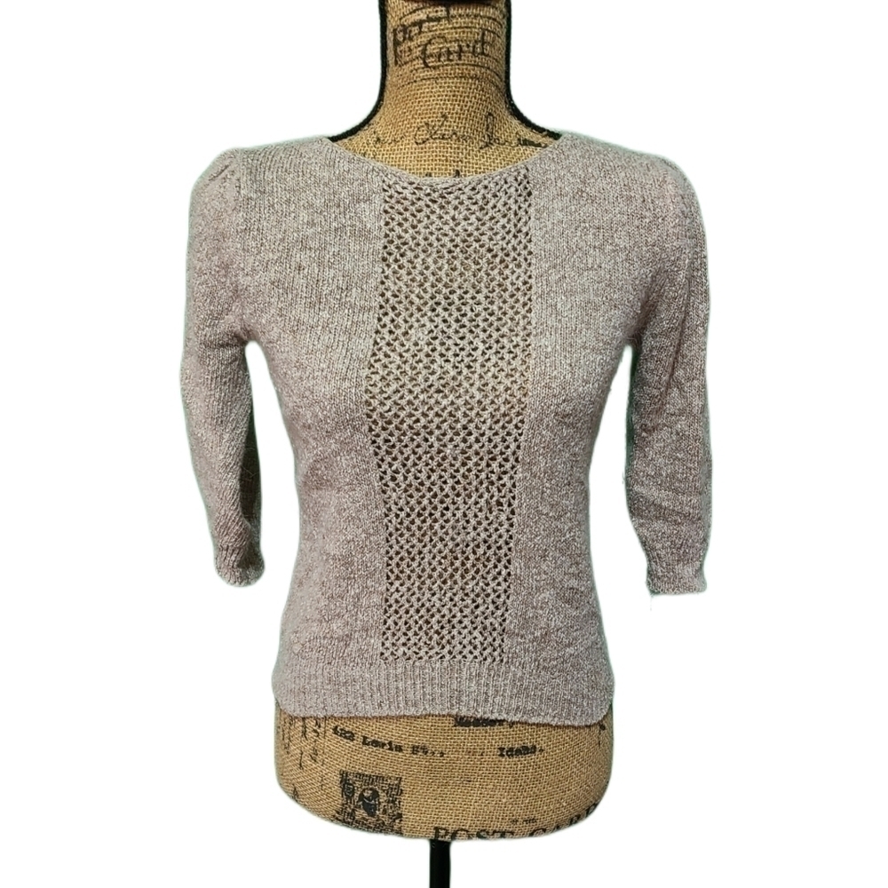 Ohi | Knitted Brown 3/4 Sleeve Blouse | Small